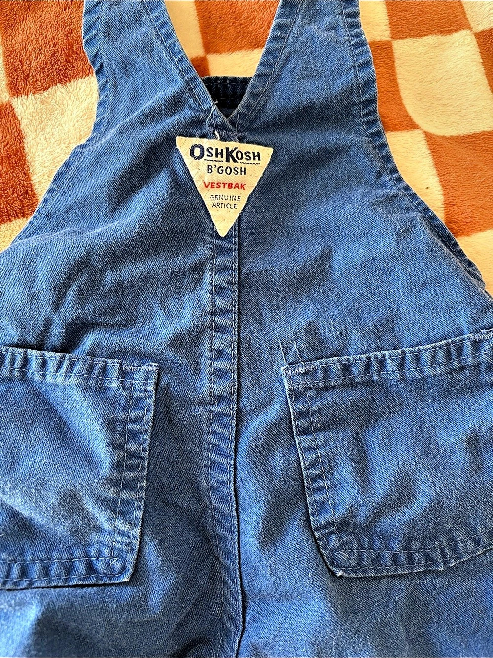 OshKosh B'Gosh Vintage Bib Overalls Blue Baby 3/6M Cotton Overalls - Picture 5 of 7